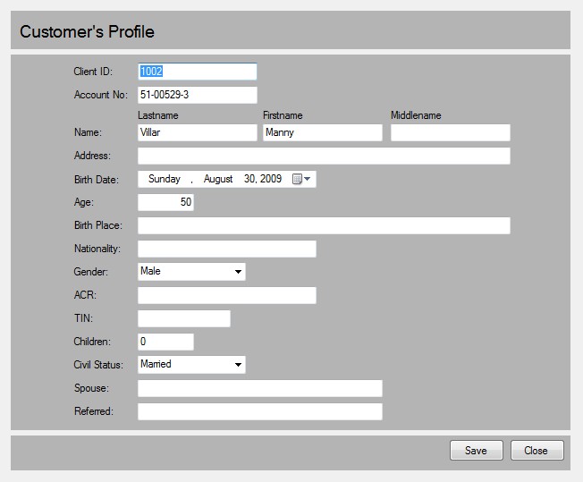bank application form in java source code